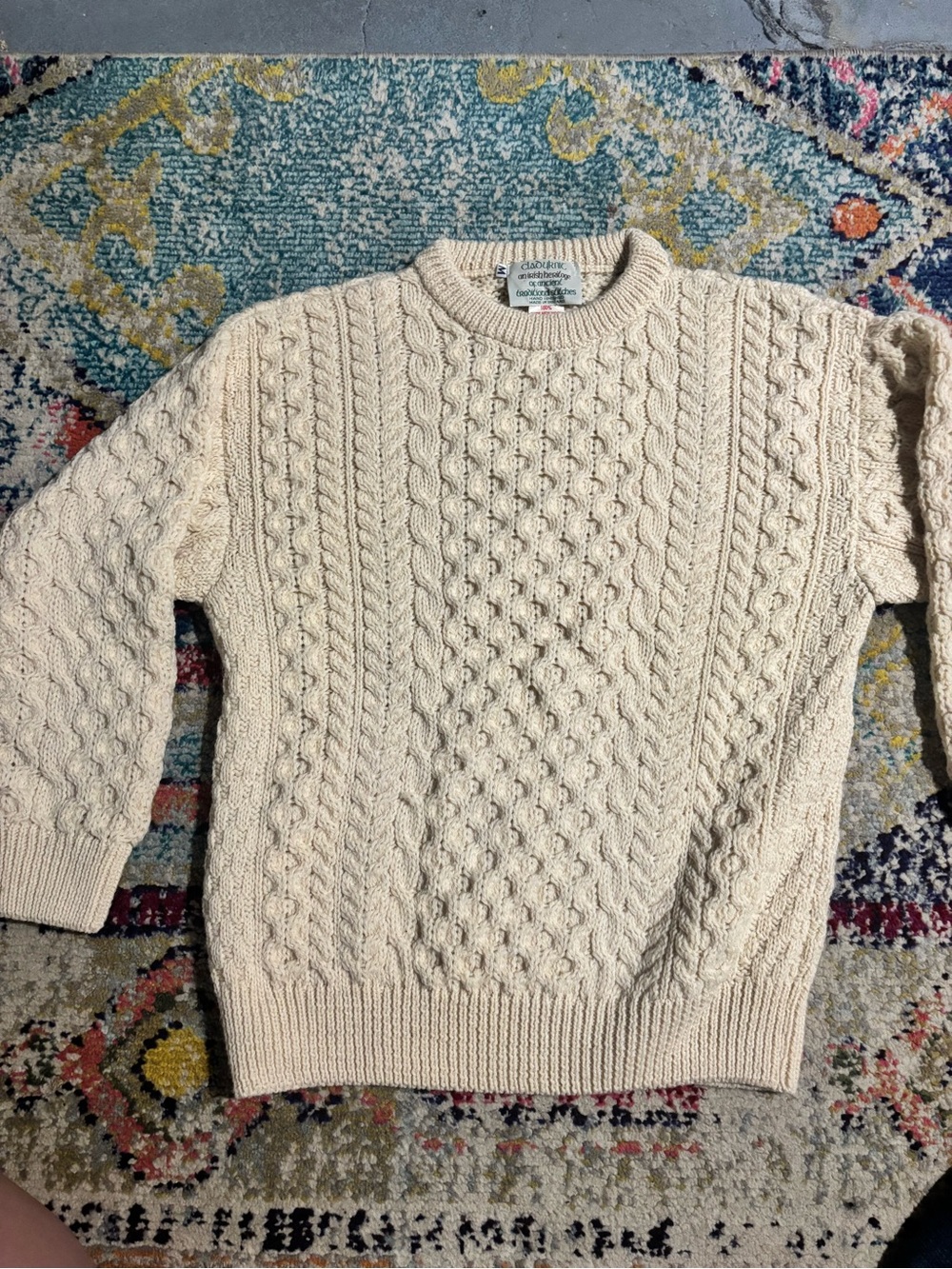 Made In Ireland 100% Pure Wool Unisex Crewneck Sweater - Cream
